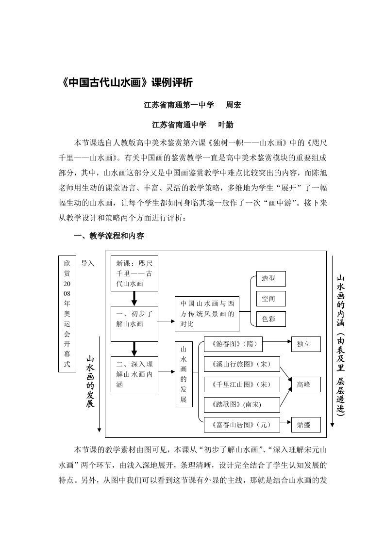 G13高中美术单元上课实践示例：《中国古代山水画》2案例解析5《中国古代山水画》课例评析