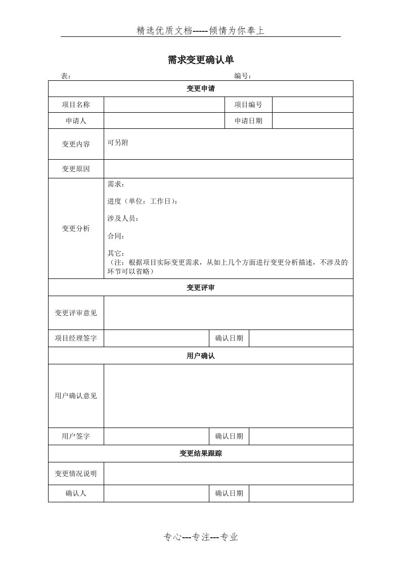 软件开发需求变更确认单(共1页)