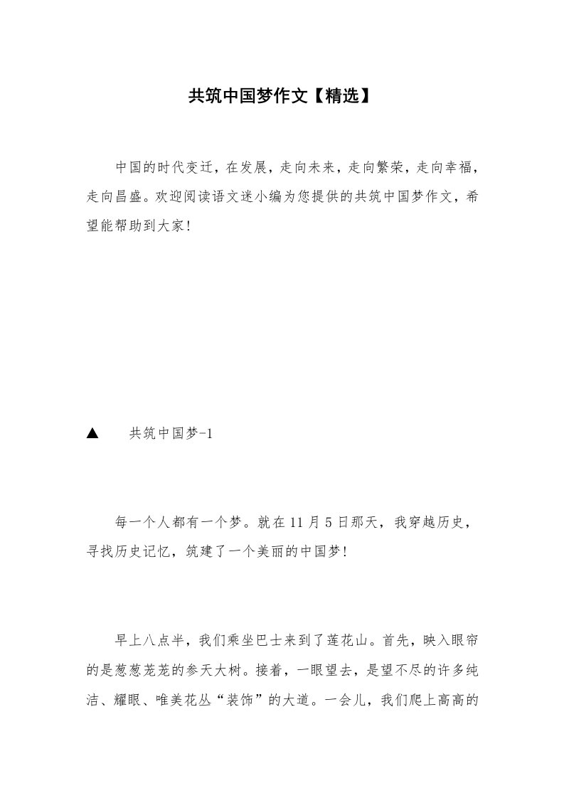 共筑中国梦作文【精选】