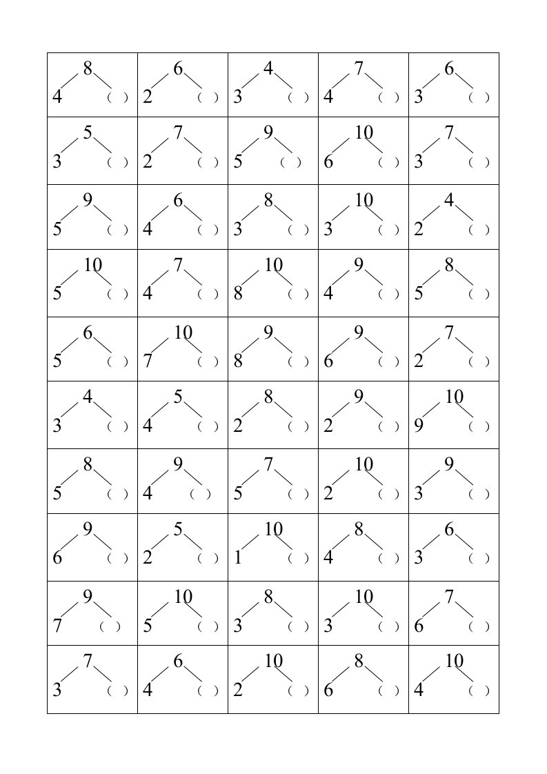 10以内分与合练习