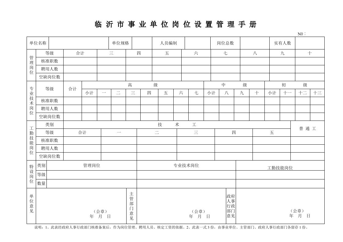 临沂市事业单位岗位设置管理手册