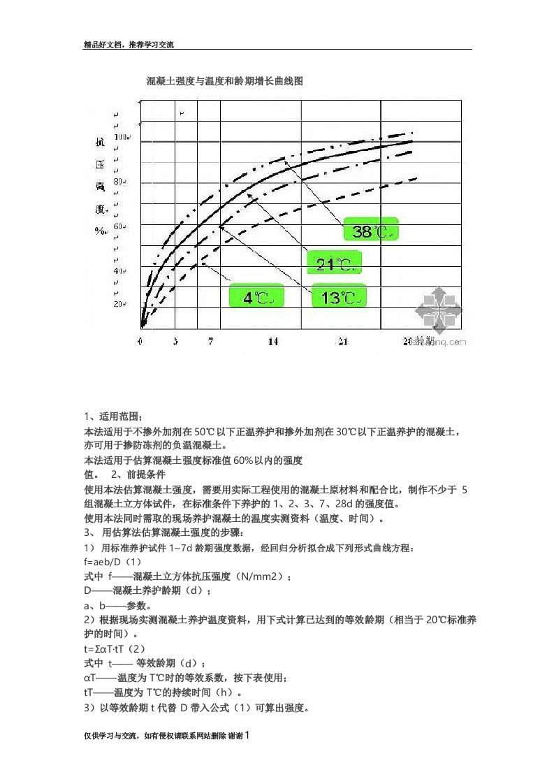 最新混凝土强度与温度龄期增长曲线图