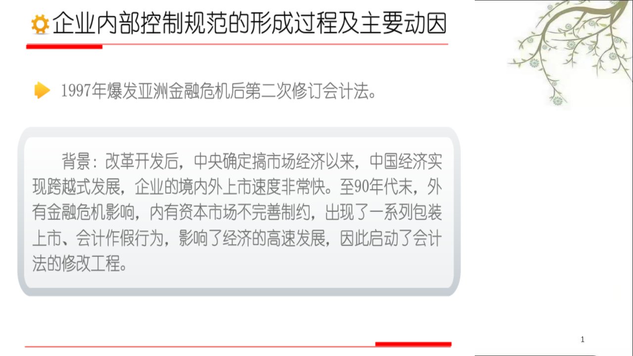 会计继续教育企业内控企业控制规范形成过程及主要动因课件