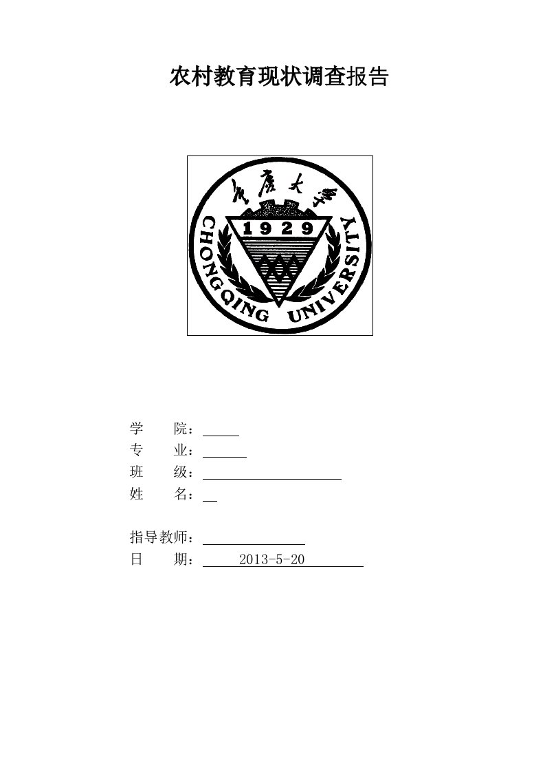 重庆大学农村教育现状调查报告