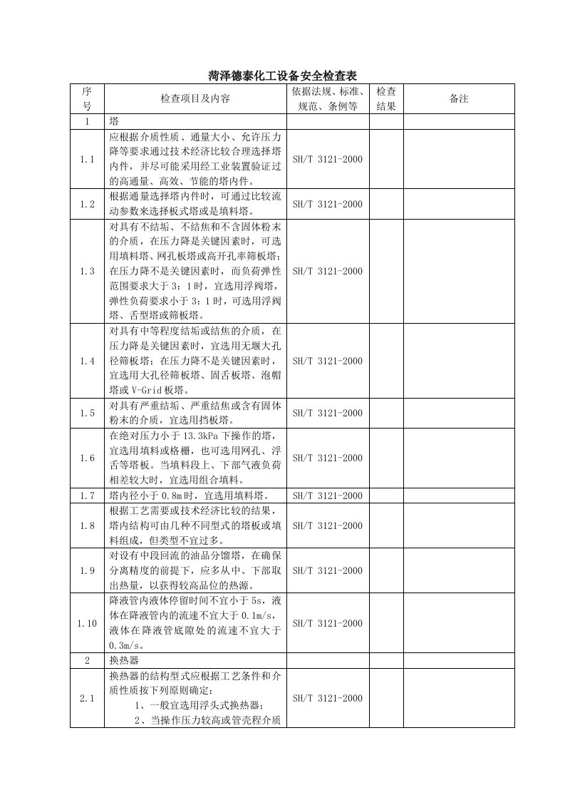 《设备安全检查表》word版