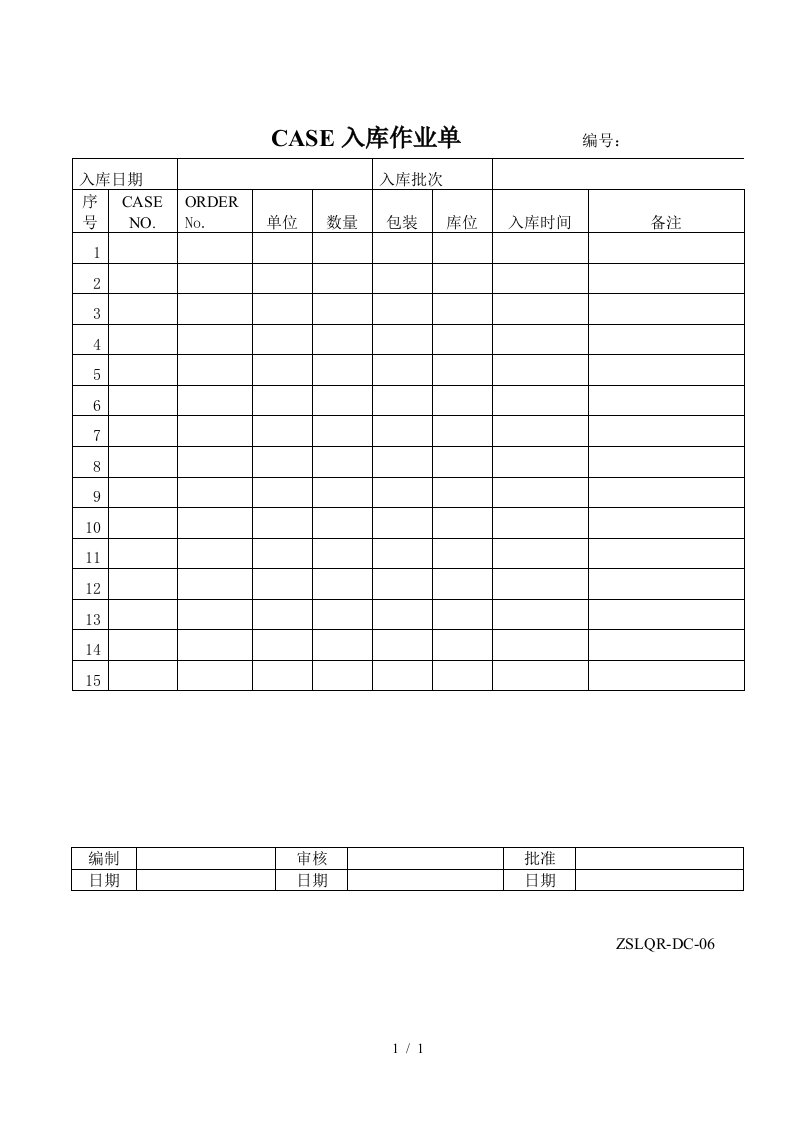 某物流公司质量管理表单汇编9