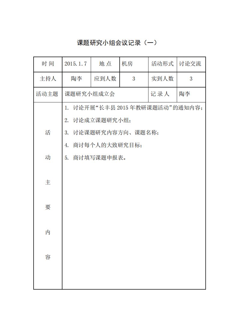 (完整版)课题研究小组会议记录