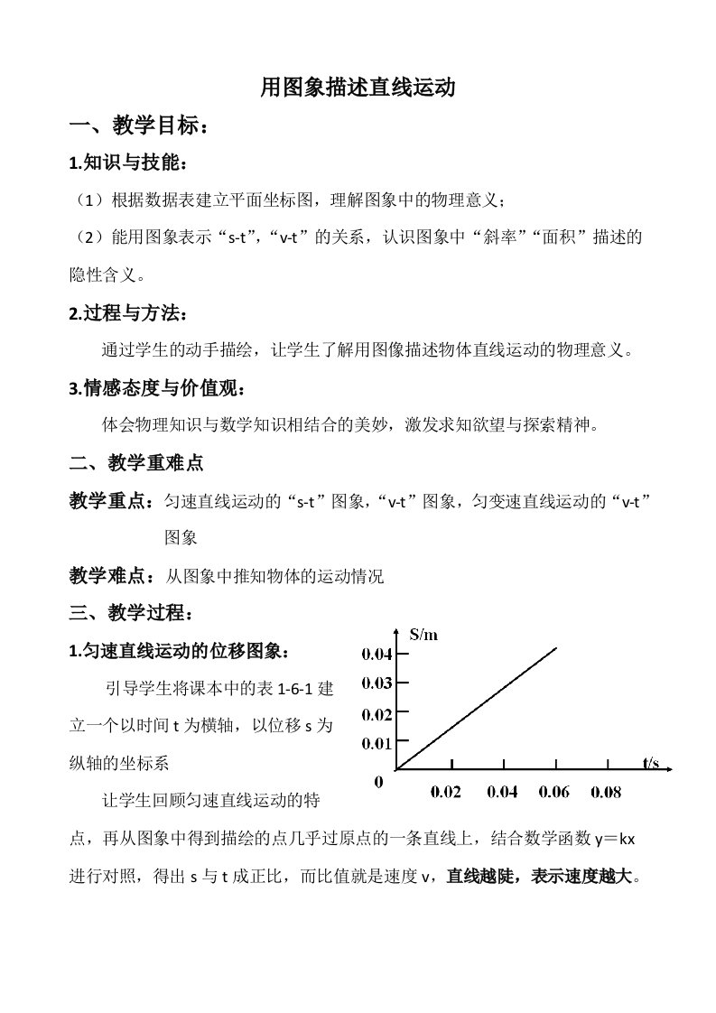 用图象描述直线运动教案