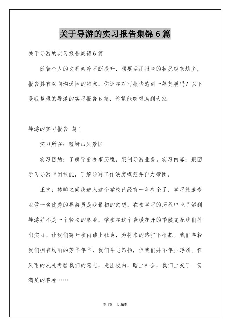 关于导游的实习报告集锦6篇