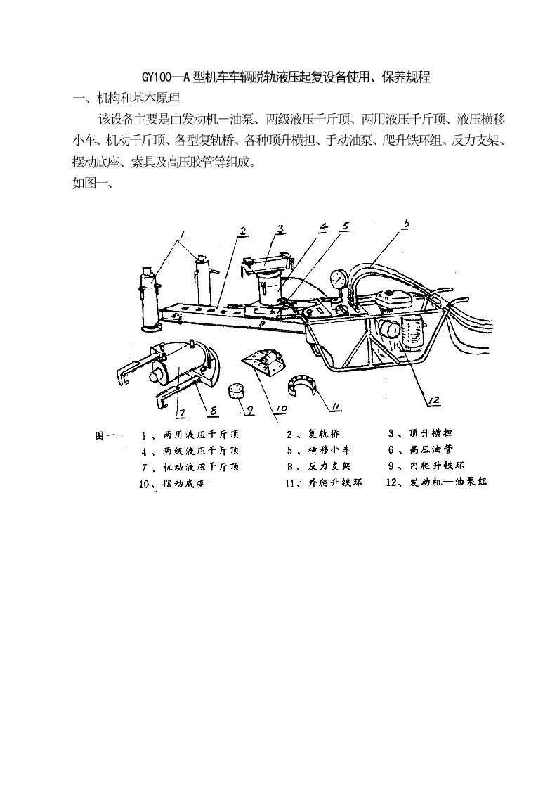 gy100—a型机车车辆脱轨液压起复设备