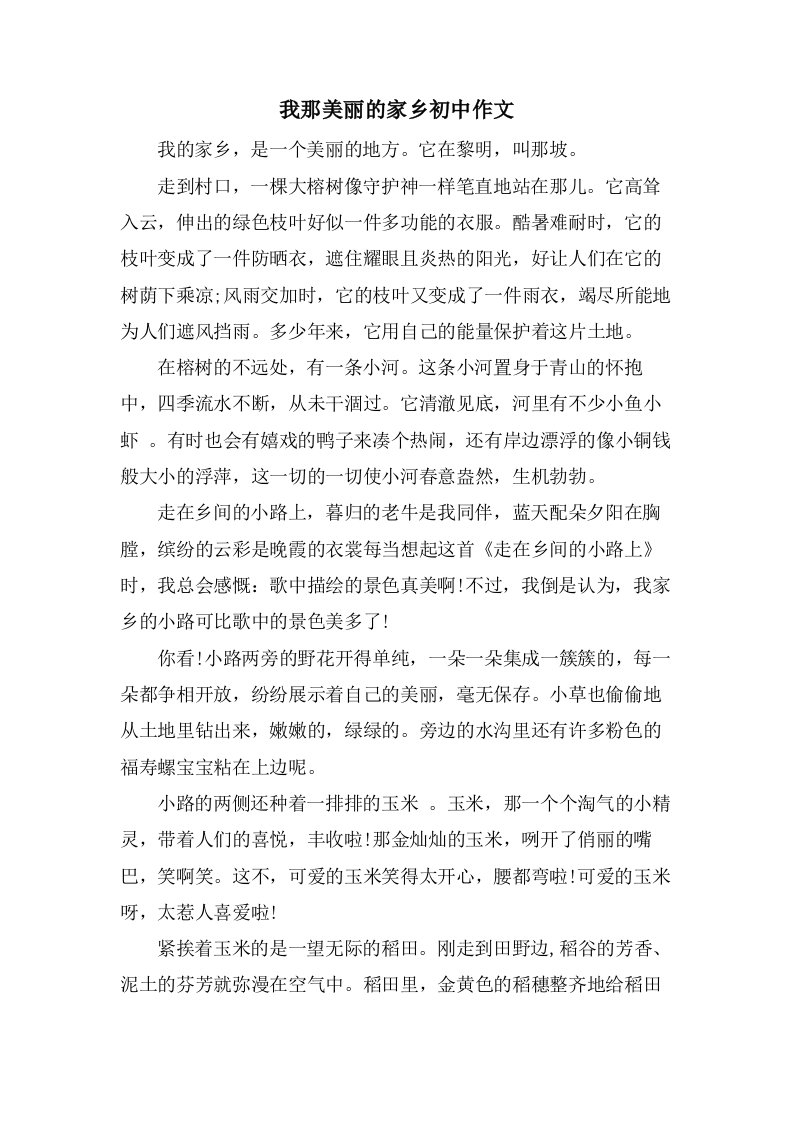 我那美丽的家乡初中作文