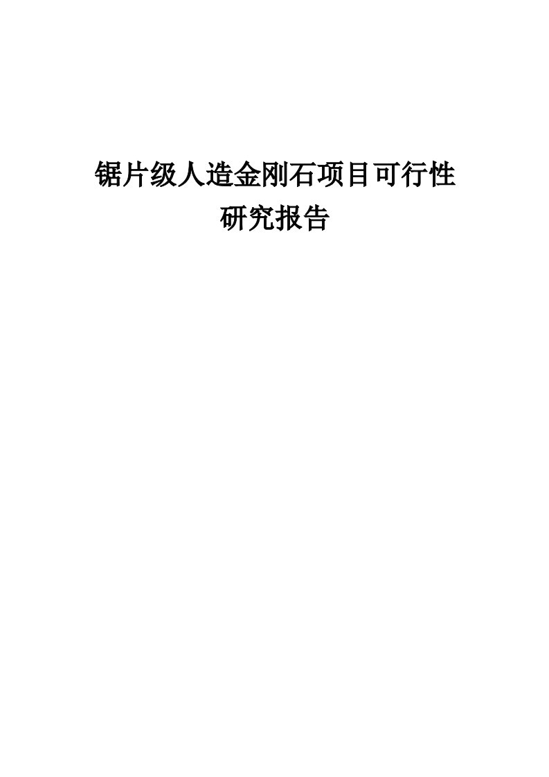 锯片级人造金刚石项目可行性研究报告