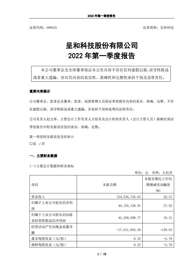 上交所-2022年第一季度报告-20220426