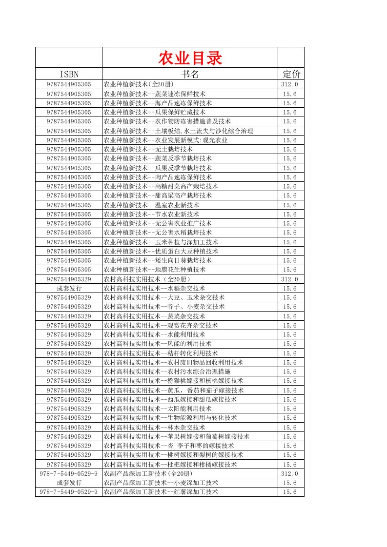 农业类书单