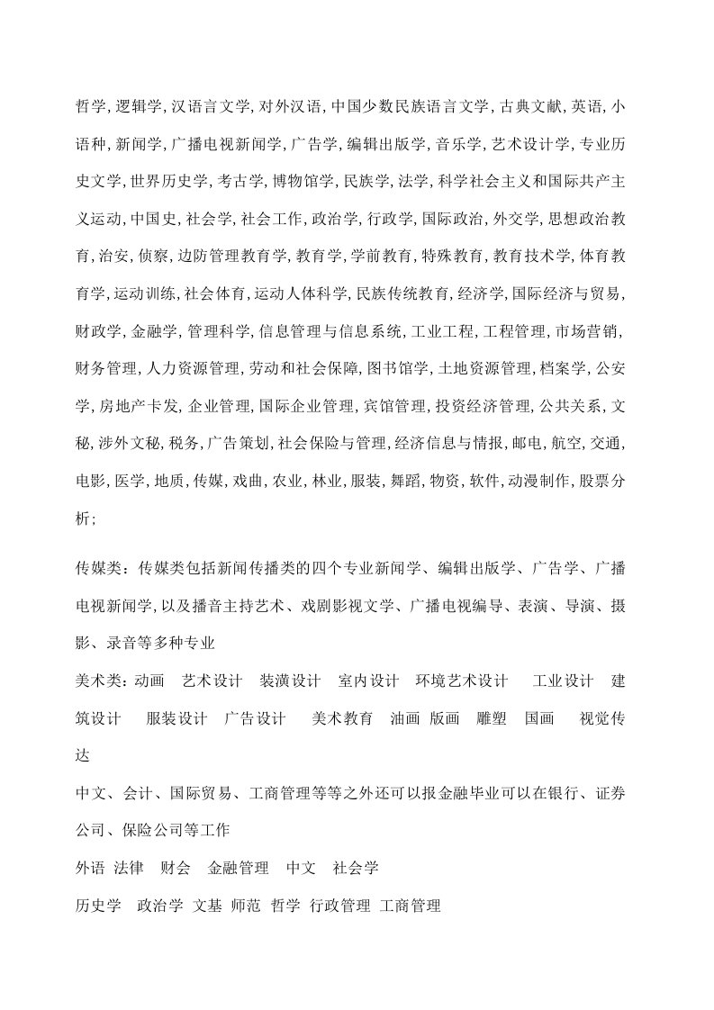 文科生可以报考的专业大全