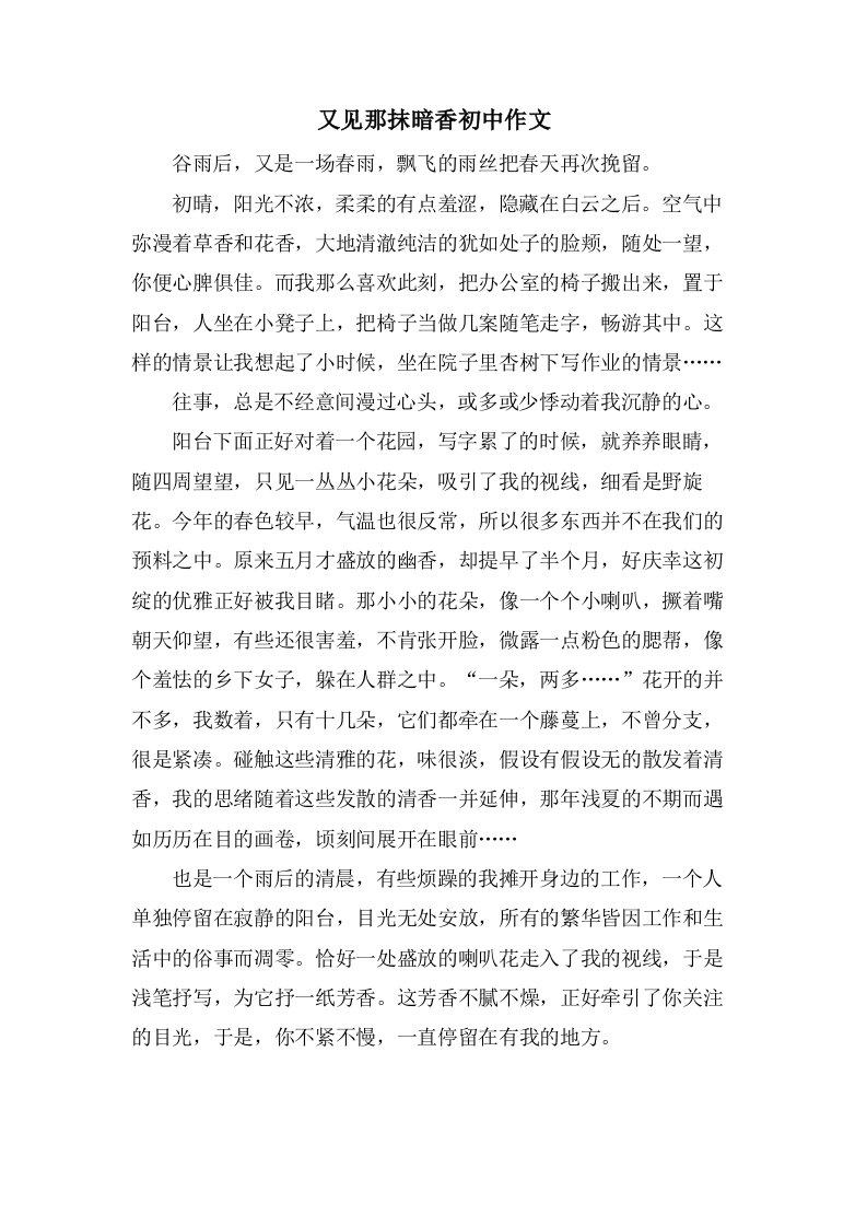 又见那抹暗香初中作文