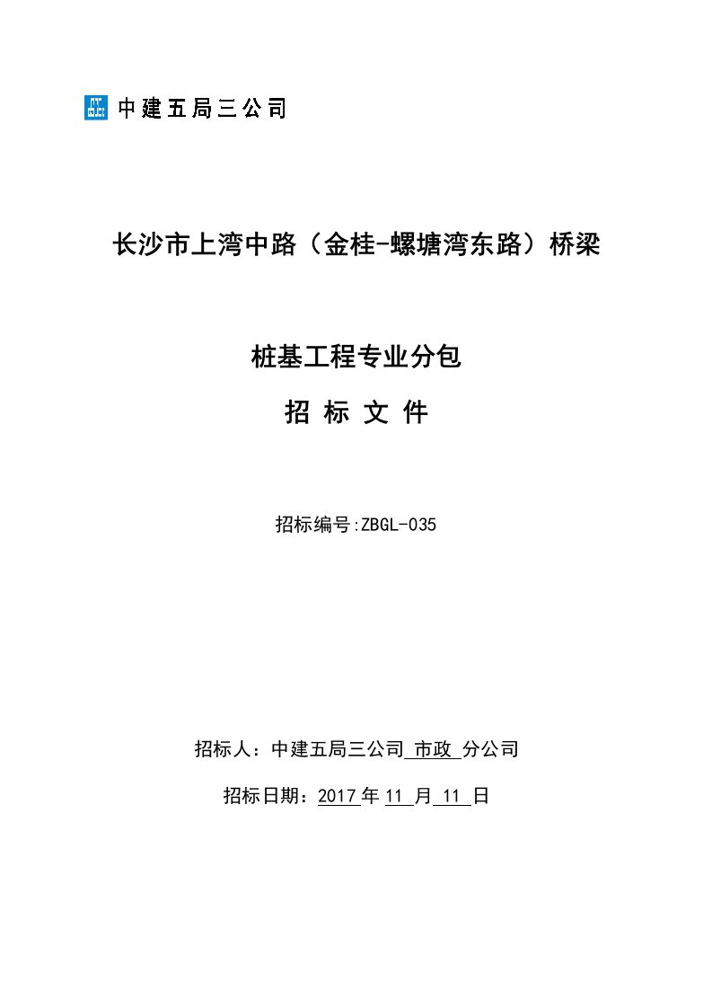 00长沙市地下综合管廊项目招标文件(桩基工程)