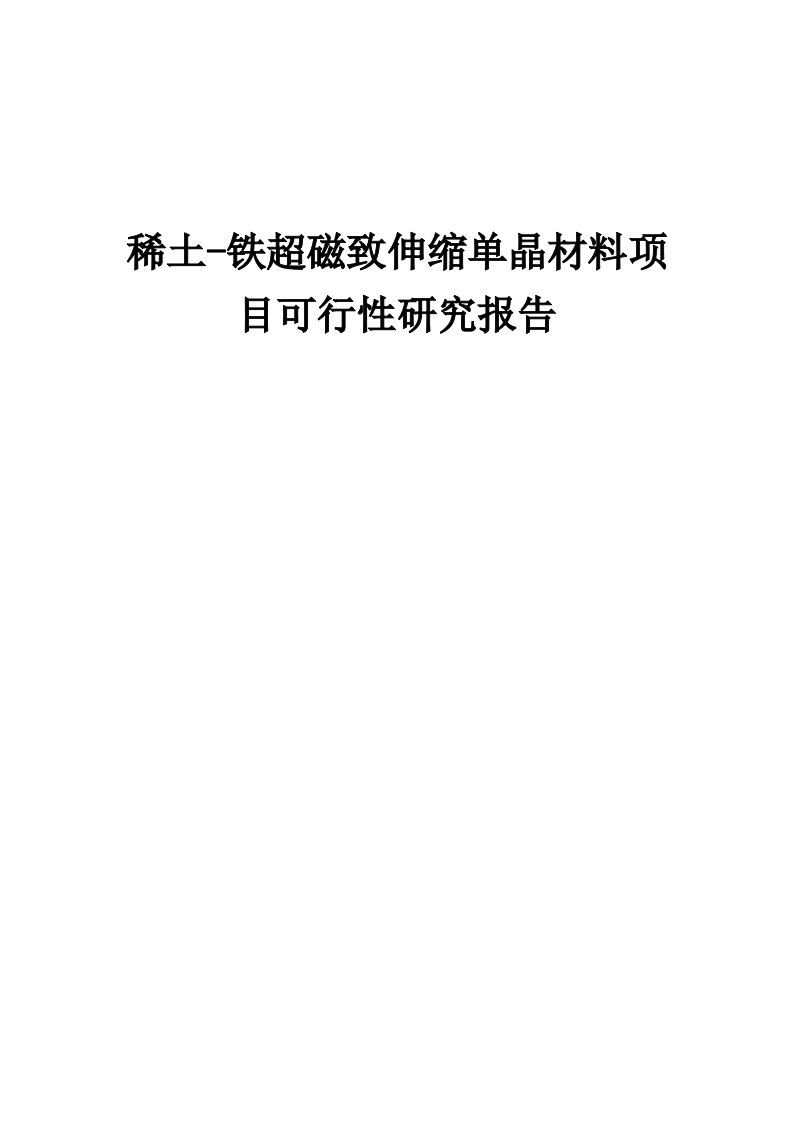 2024年稀土-铁超磁致伸缩单晶材料项目可行性研究报告