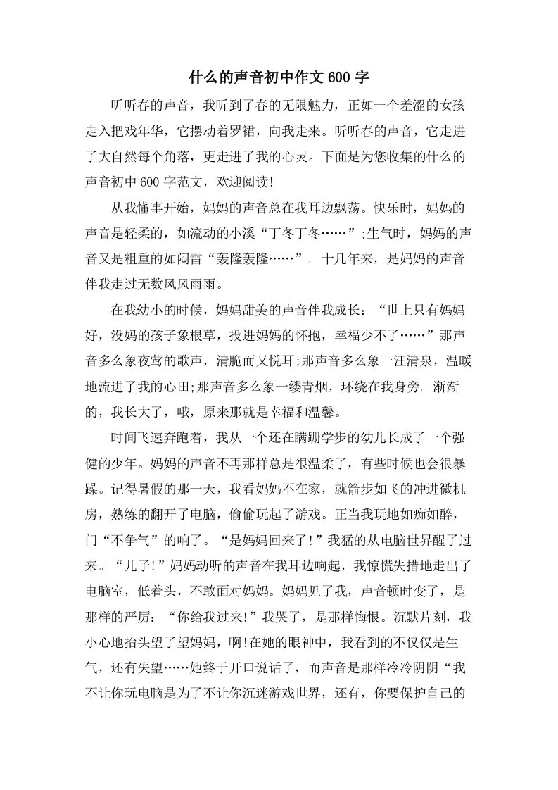 什么的声音初中作文600字