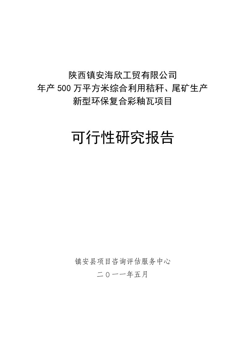 项目管理-镇安县彩釉瓦项目可研报告