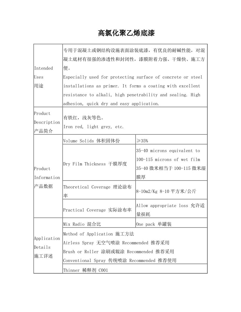 高氯化聚乙烯底漆