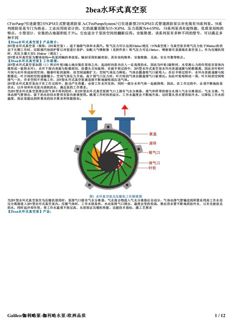 2bea水环式真空泵