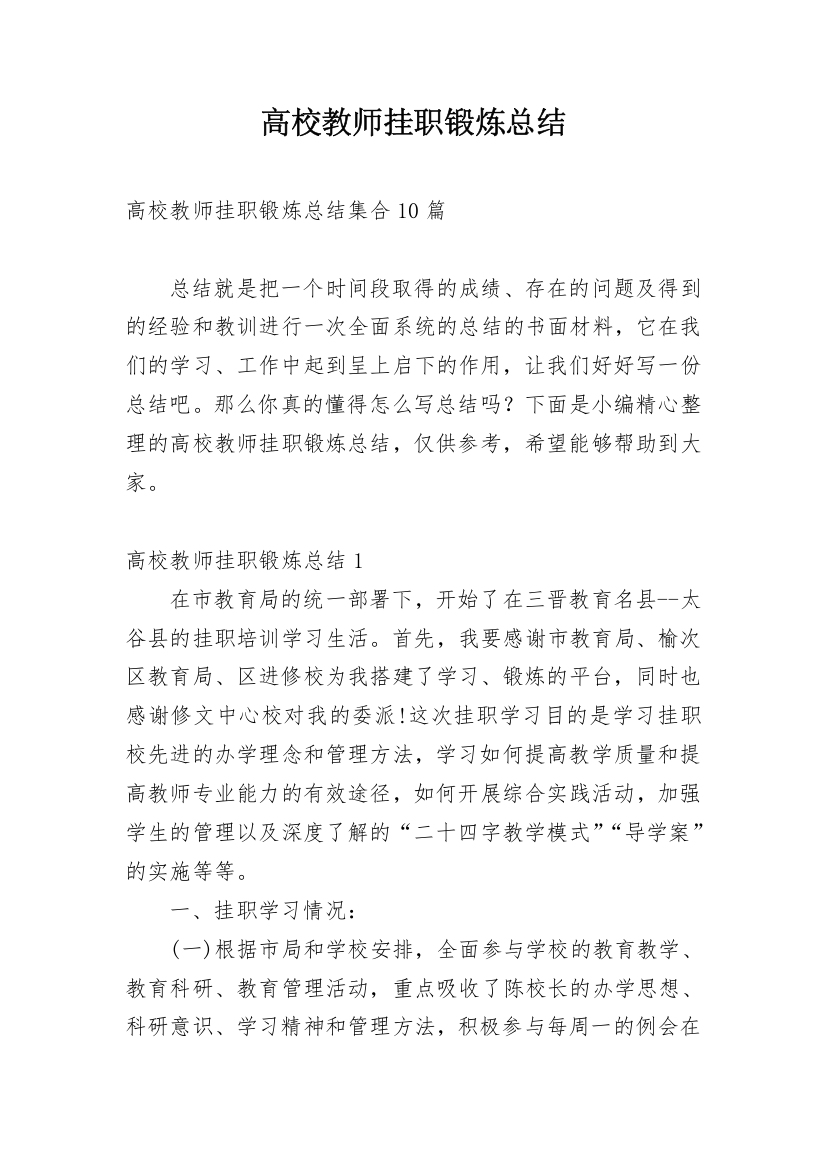 高校教师挂职锻炼总结_2