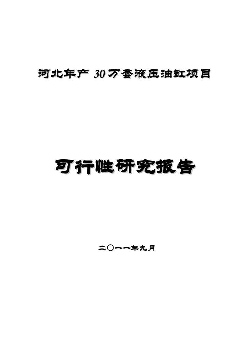 河北可行性研究报告之年产30万套液压油缸项目