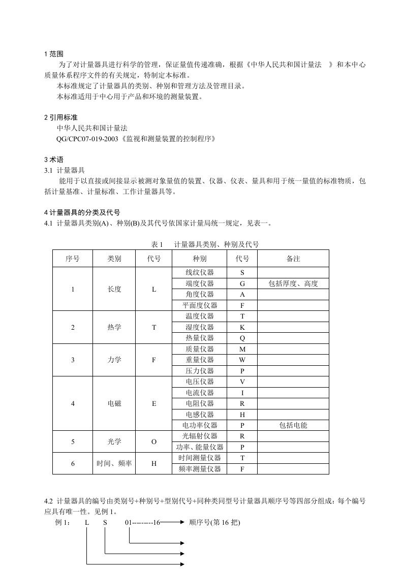 计量器具分级管理标准