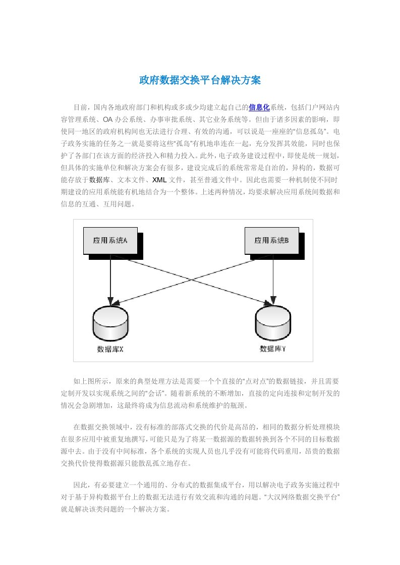 政府数据交换平台解决方案