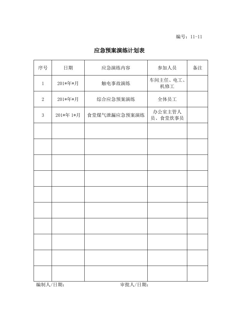 精品文档-1312应急预案演练计划表