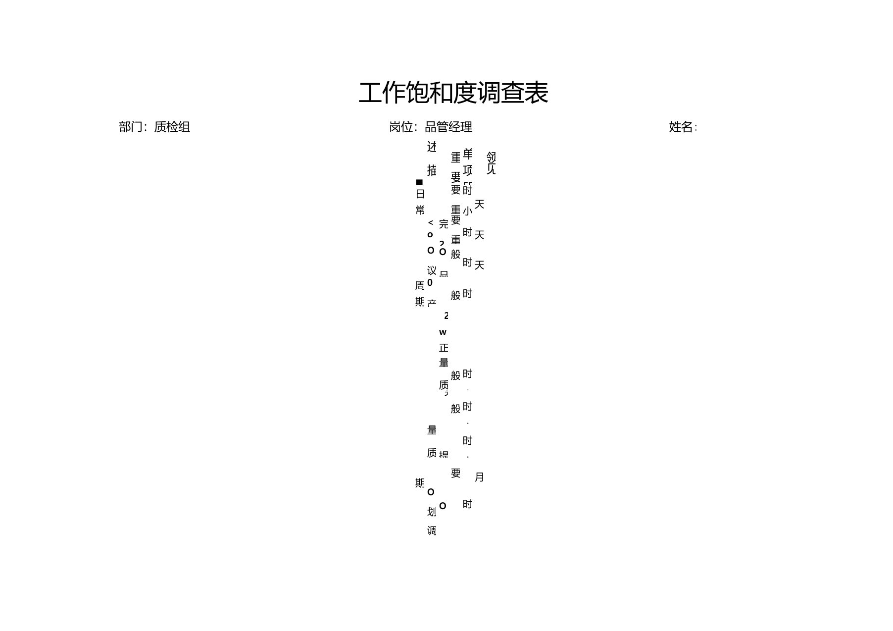 工作饱和度调查表