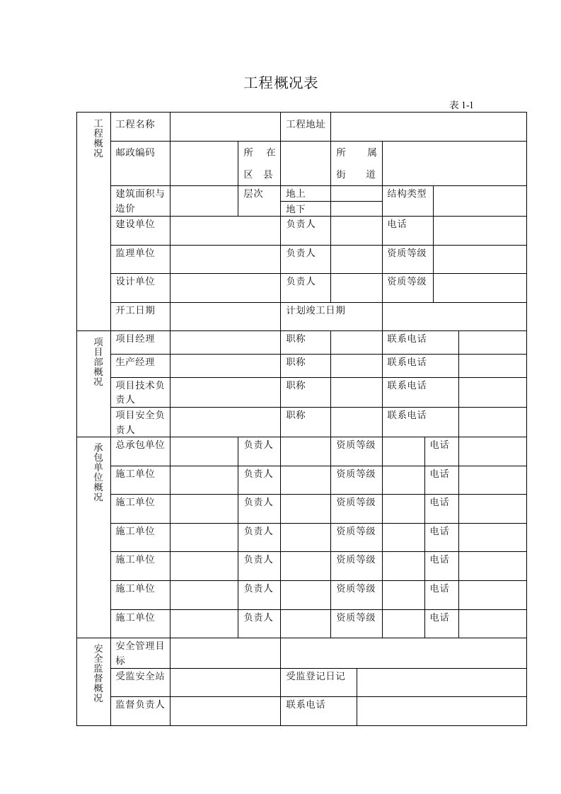 安全质量标准化达标实施手册表格