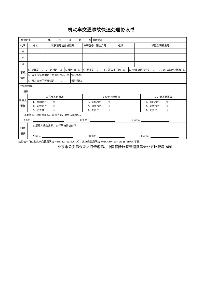 交通事故快速处理协议书模板.doc