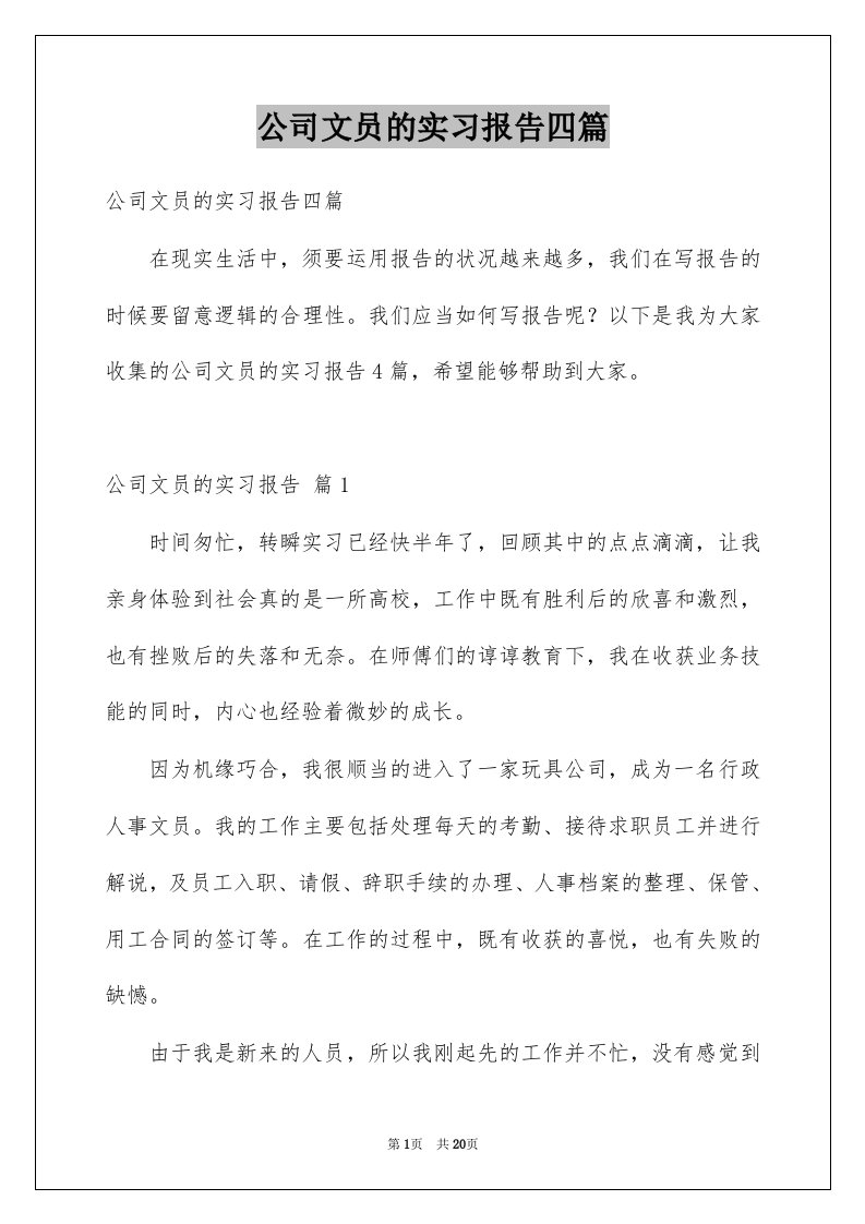 公司文员的实习报告四篇例文