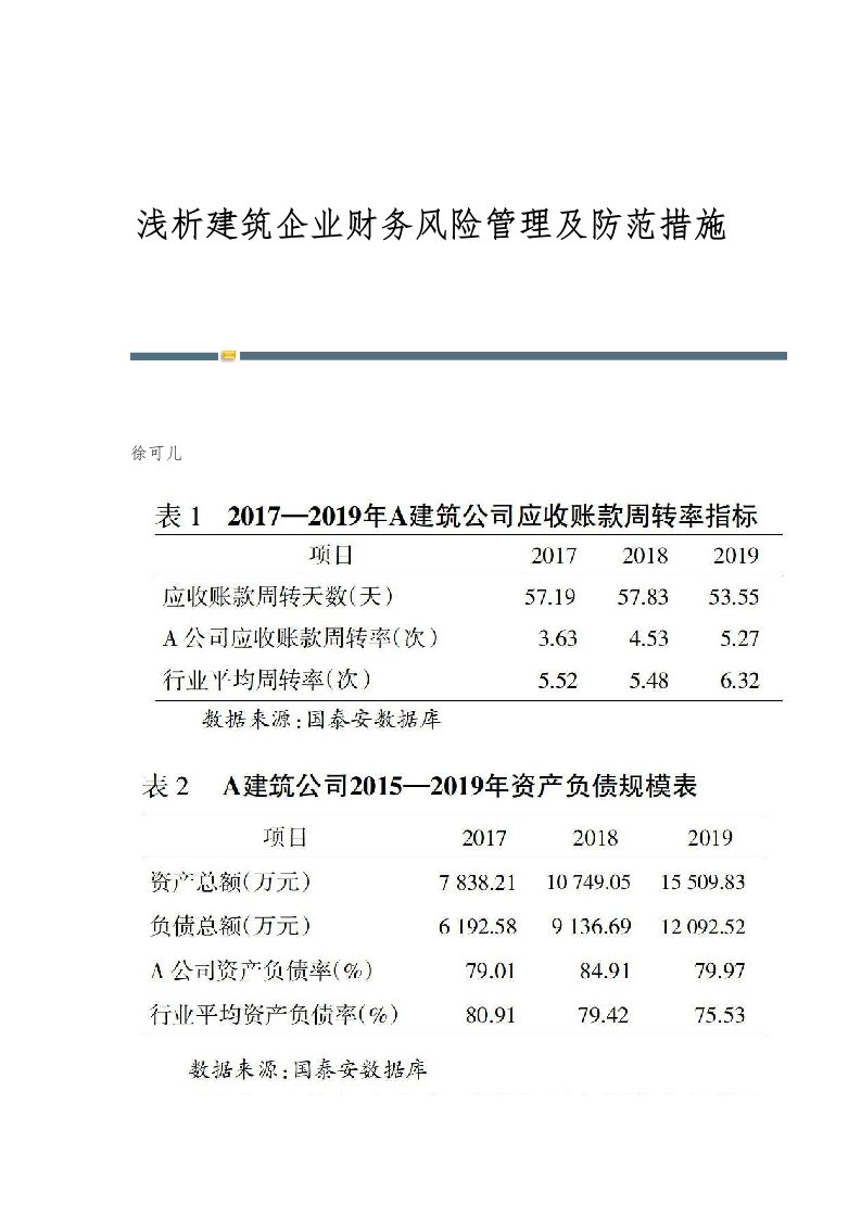 浅析建筑企业财务风险管理及防范措施