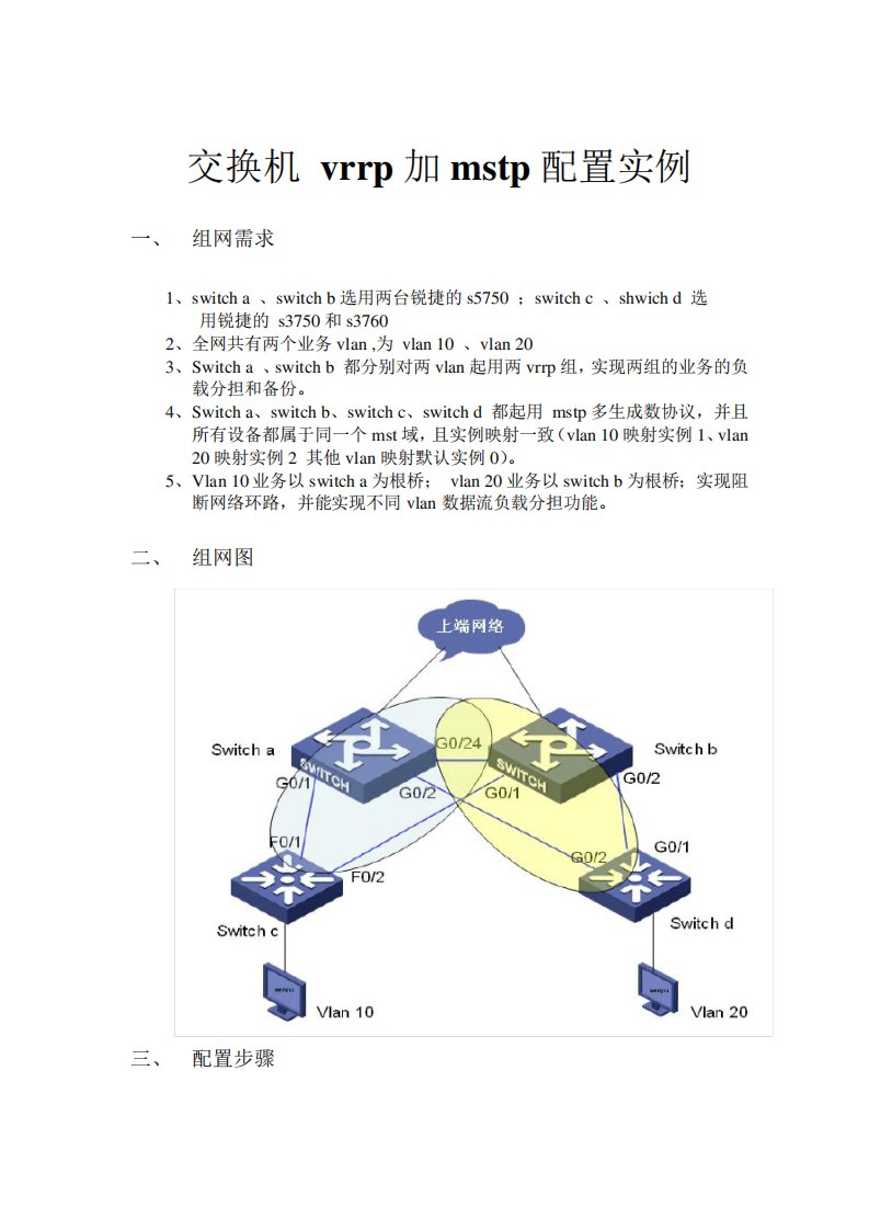 思科交换机+vrrp+mstp配置实例