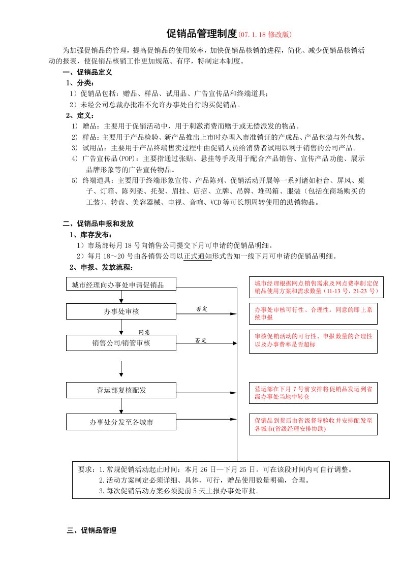 促销品管理制度