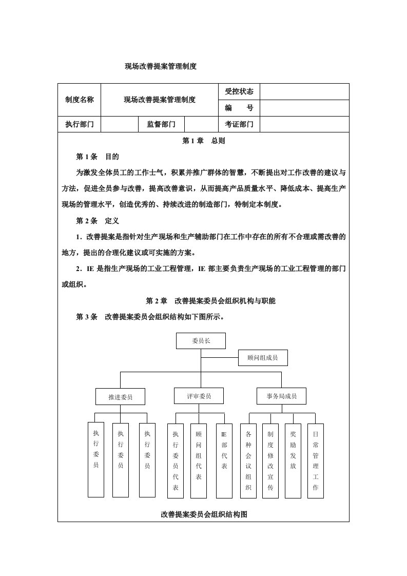 现场改善提案管理制度