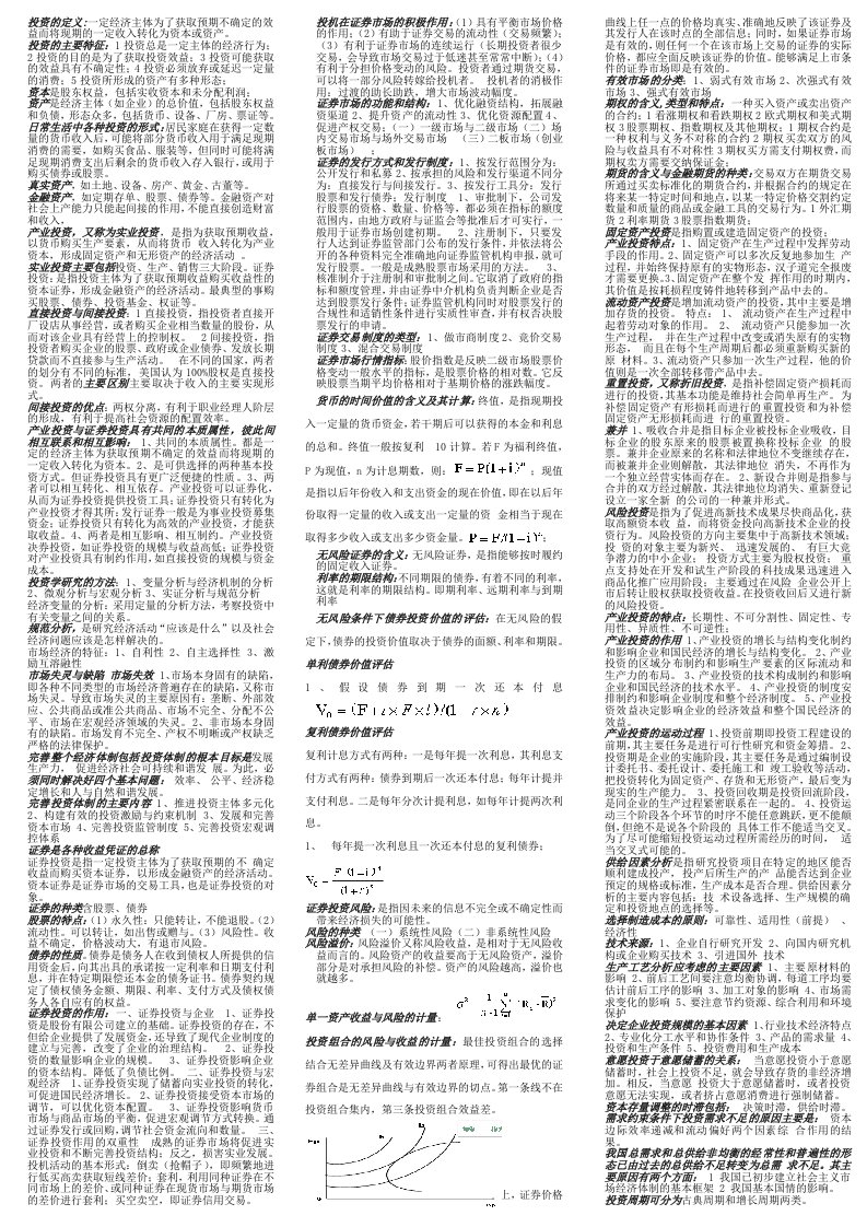 投资学复习资料(07250)