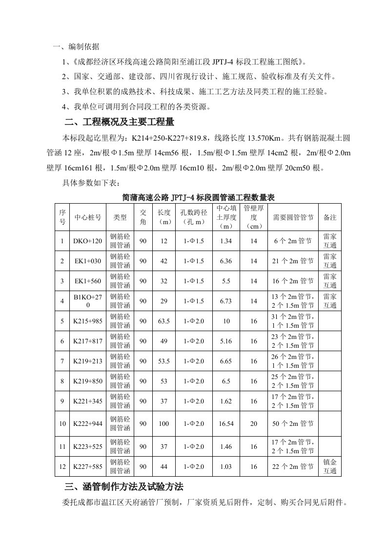 钢筋混凝土圆管涵涵管预制施工方案