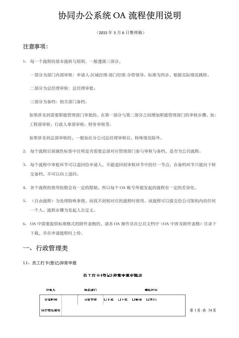 协同办公系统OA流程使用说明(3.4修改版)资料