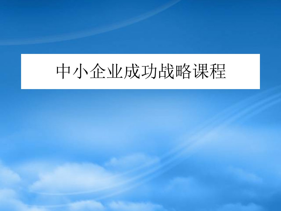 中小企业成功战略课程（推荐PPT115）