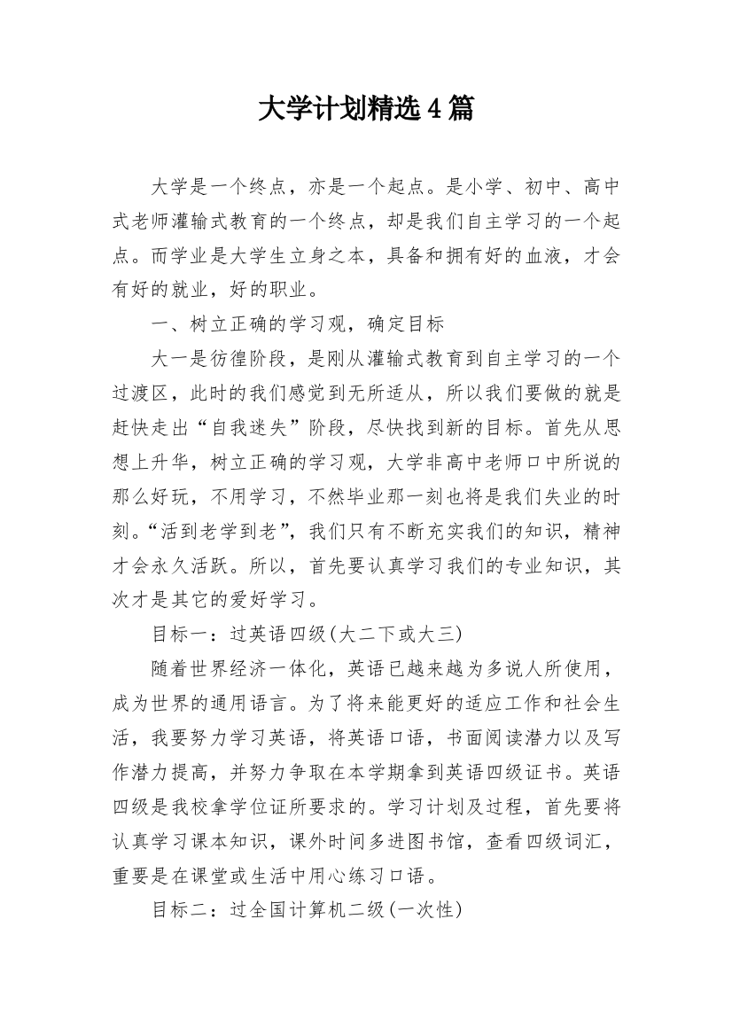 大学计划精选4篇