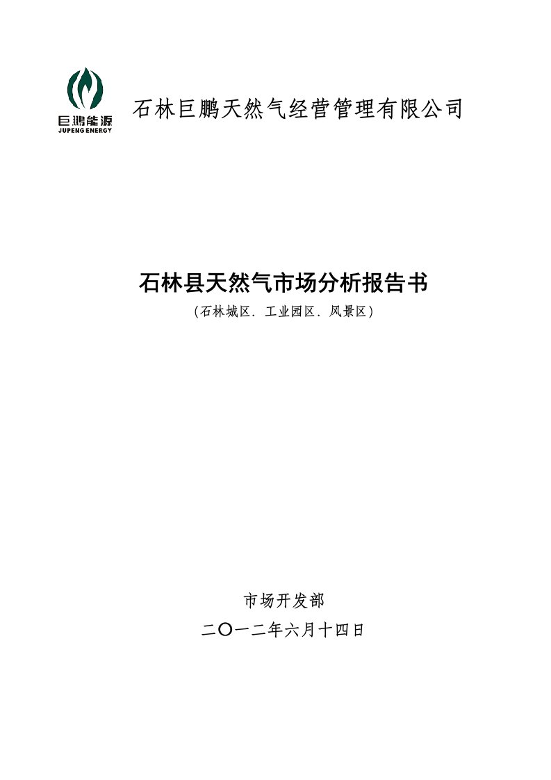 石林县天然气市场分析报告书