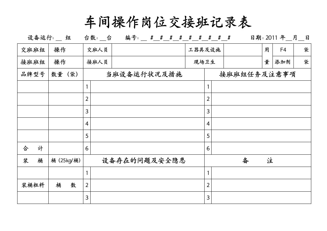 岗位交接班记录表