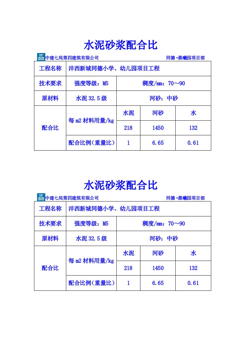 砂浆配合比标识牌