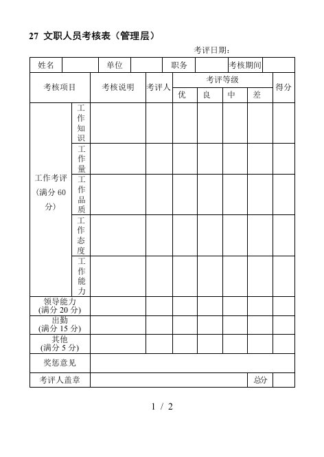 27文职人员考核表