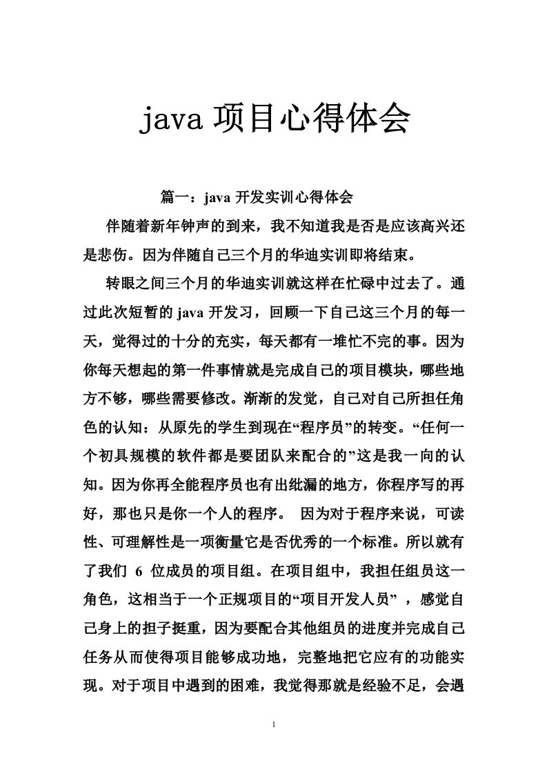 java项目心得体会