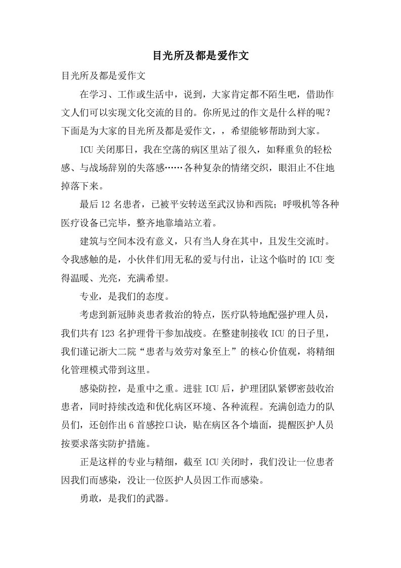 目光所及都是爱作文